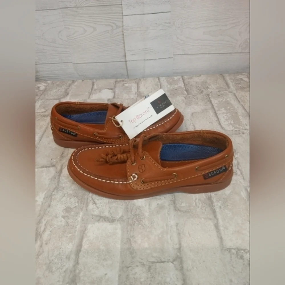 Top Boroni NWT Men's Size 6.5 Brown‎ Leather Boat Shoes